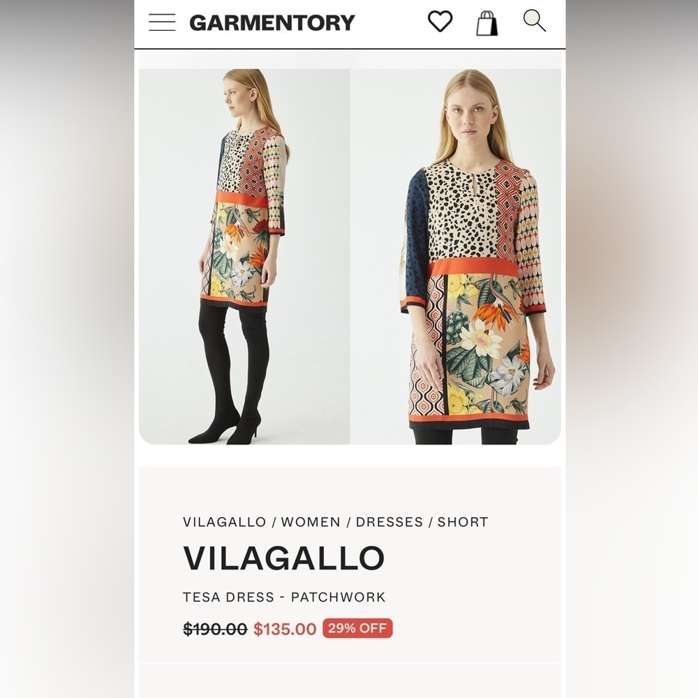 Vilagallo Tesa Patchwork Shirt Dress Casual Career Artsy Multi-Color Size 42